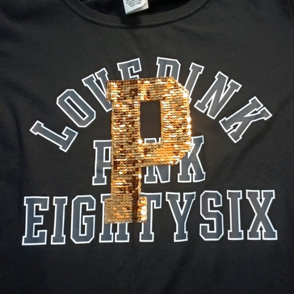 Women's VS PINK Limited Edition Bling Perfect Crew Tee ps - Picture 3 of 3